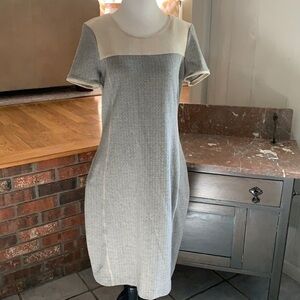 Yest Herringbone & Micro-Suede Sheath Dress Size 6